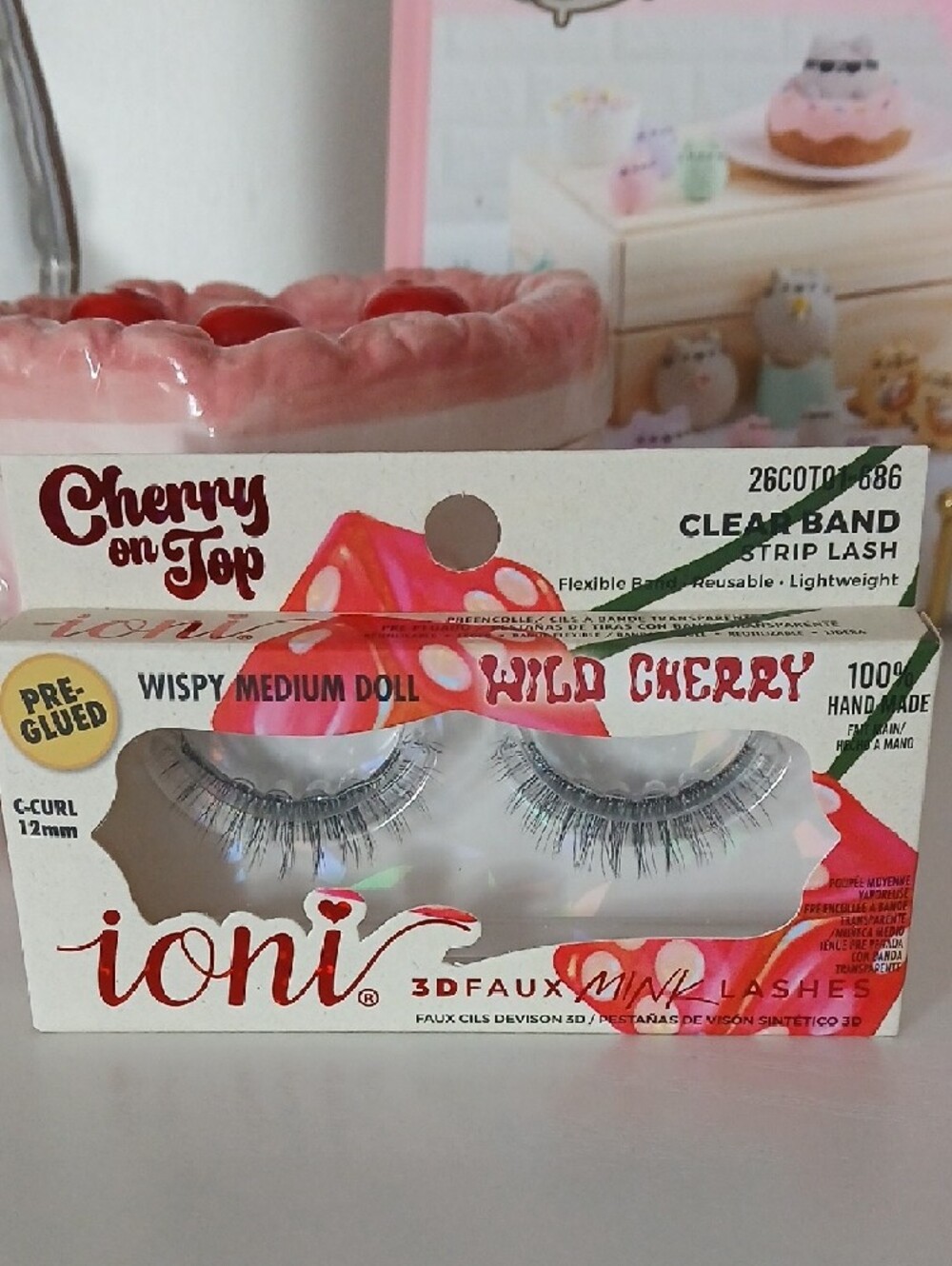 ioni Wild Cherry False Eyelashes - Black Pre Glued Set Of 2 Faux Mink - Picture 2 of 5